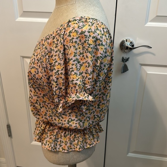 SIENNA SKY FLORAL ELASTIC WAIST BLOUSE SZ M GUC CAREER DATE NIGHT EVERYDAY - Picture 6 of 9